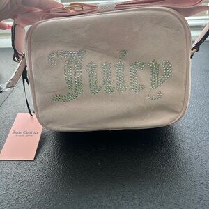 Juicy couture suede pink crossbody with rhinestones